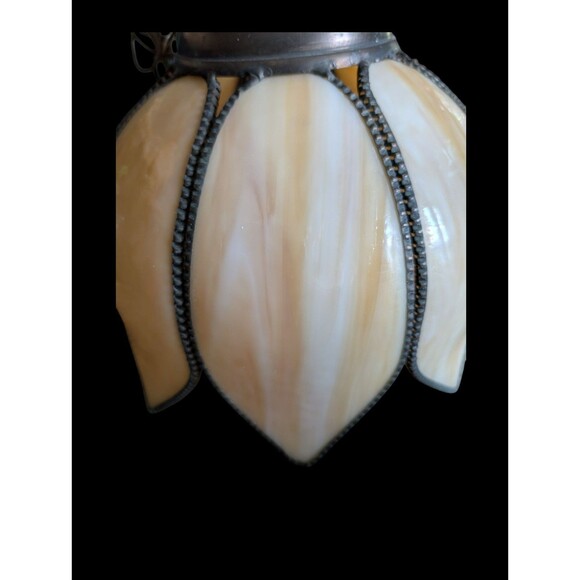 Beautiful Vintage Pendant Slag Glass Tulip Style Single Bulb Hanging Light - Picture 3 of 10